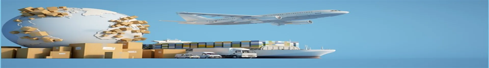Kakobuy spreadsheet logistics hero image with global shipping, parcels, airplane, cargo ship, and delivery trucks